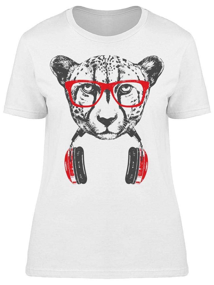 Cat Face Glasses Headphones T-Shirt for Women - Cute Graphic Tee for Music Lovers & Cat Fans - Perfect for Casual Wear, Concerts & Gifts