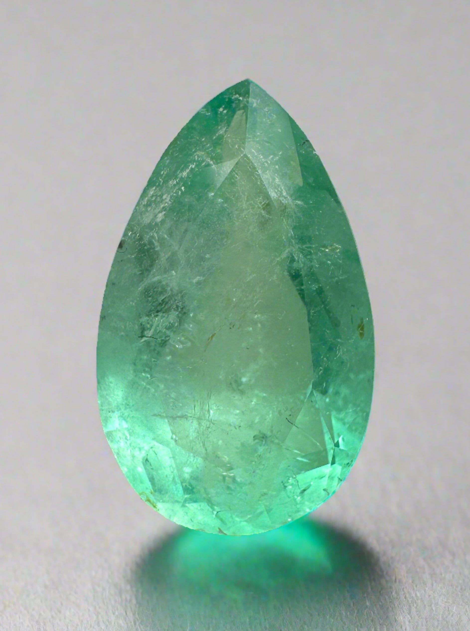 4.20 Carat Light Green Natural Loose Colombian Emerald Pear Cut Gemstone for Jewelry Making - Engagement Rings, Necklaces & Earrings