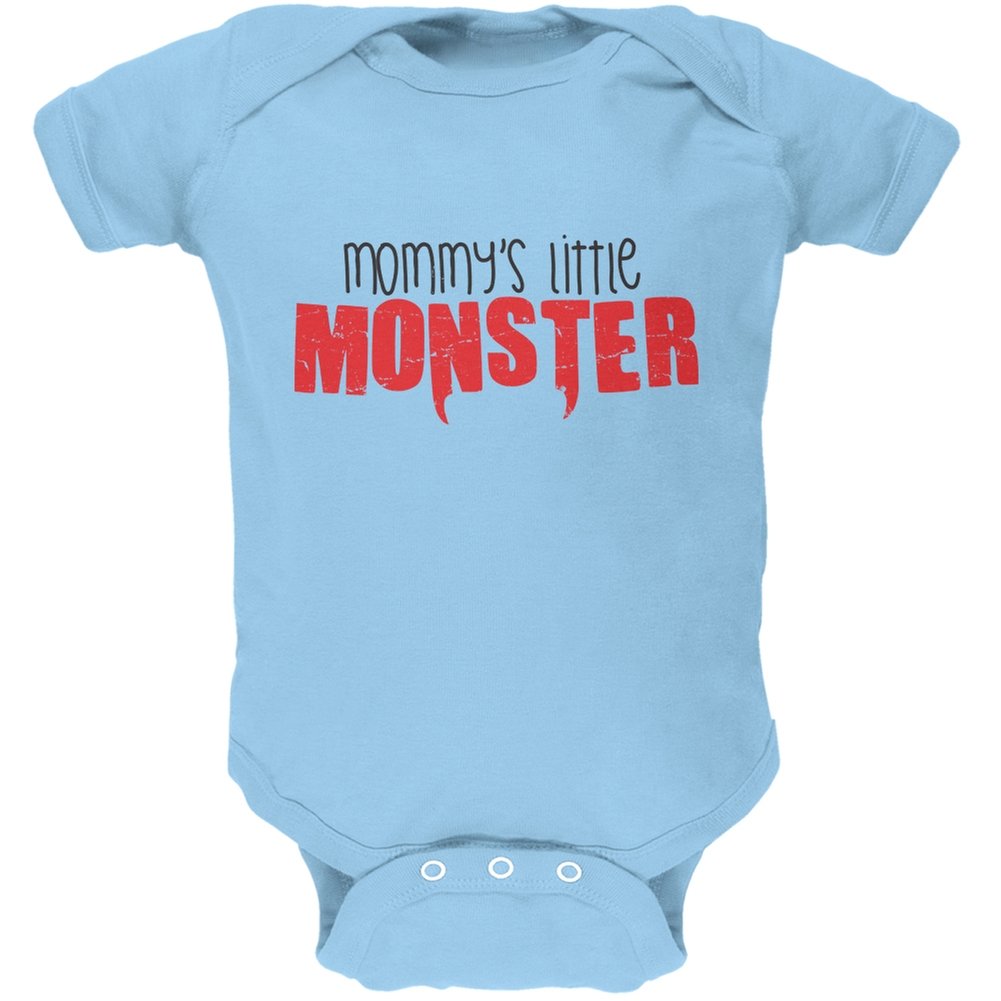 Old Glory Mommy's Little Monster Light Blue Soft Baby Bodysuit - 18-24 Months | Comfortable Cotton Onesie for Infants & Toddlers | Perfect for Playtime, Daycare & Family Photos