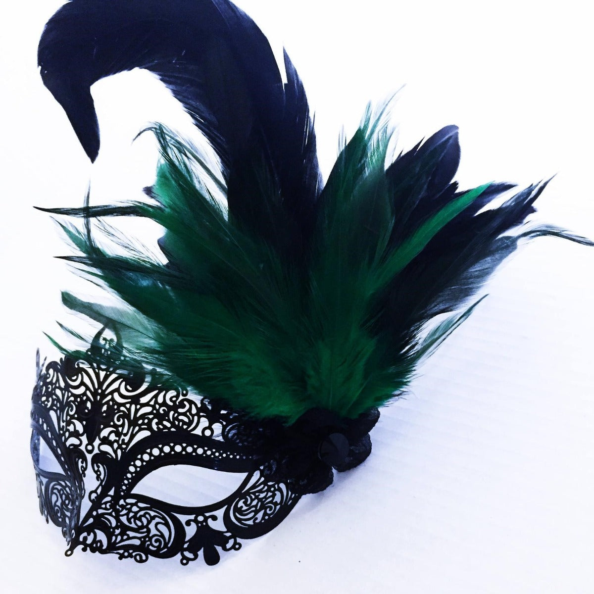 Elegant Venetian Mask with Feathers - Handmade Carnival Masquerade Mask in Multiple Colors for Costume Parties, Halloween, and Venetian Balls