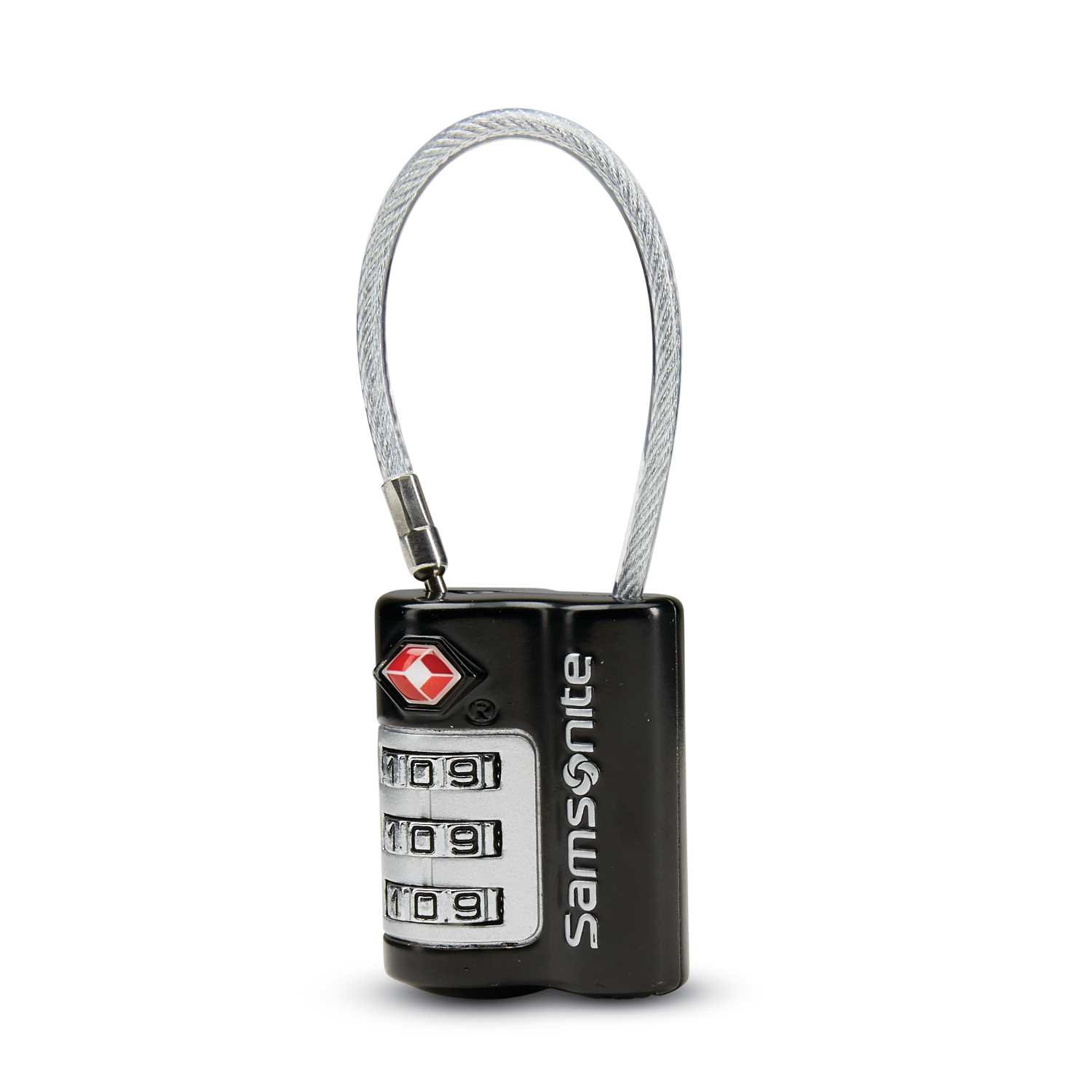 Samsonite Travel Sentry 3-Dial TSA Approved Combination Cable Lock for Luggage & Suitcases - Secure Black Travel Lock for Backpacks, Gym Bags & Briefcases - Ideal for Airports, Hotels & Business Trips