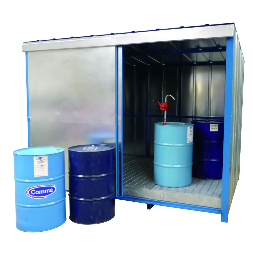 Heavy Duty Drum Storage Unit with Sump Base - Secure Chemical & Oil Containment - Ideal for Garage, Warehouse & Industrial Use