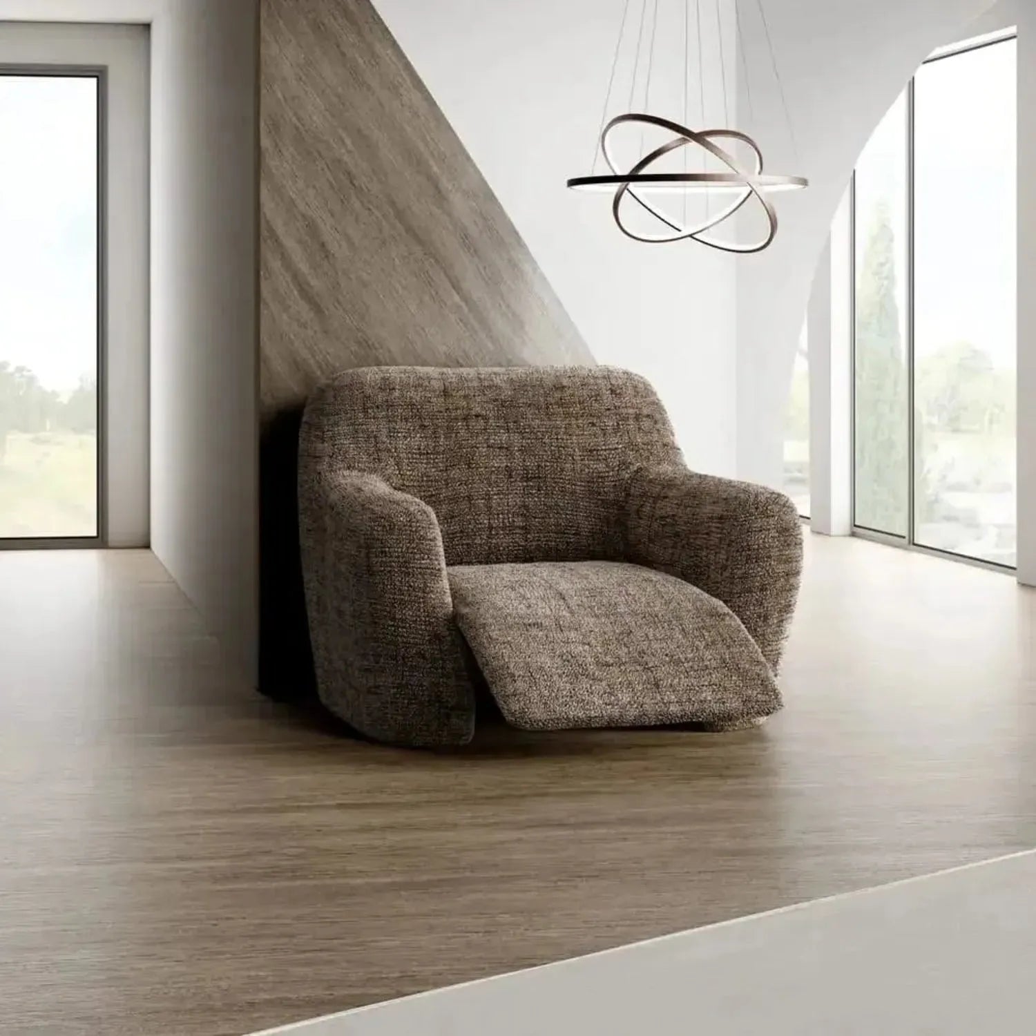 Microfiber Printed Reclining Armchair Slipcover - Stretchable Furniture Protector for Living Room, Bedroom & Home Theater