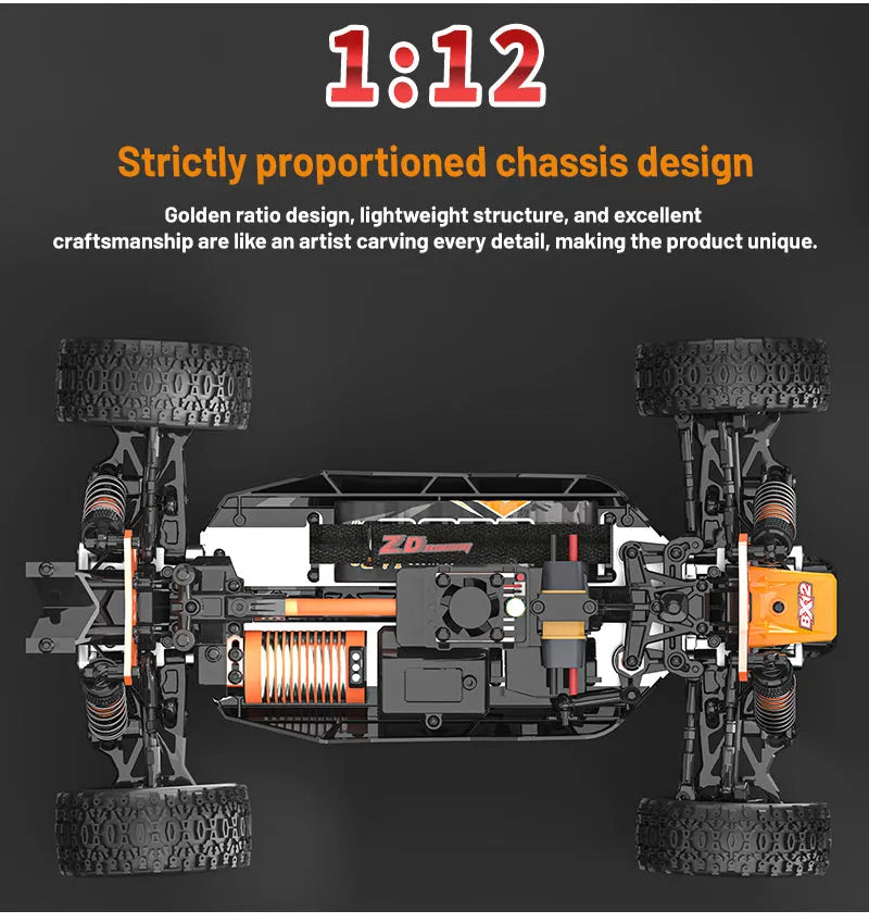 **ZD Racing BX 12 1/12 Scale 4WD RC Car - 70km/h High Speed, 3S Brushless Motor, 2.4G RTR, Oil-Filled Shocks - Off-Road Racing Truck for Adults & Kids (Perfect for Backyard, Park & Track Racing)**