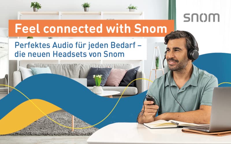 Snom A330D Wired Over-Ear Headset with Microphone - Noise Cancelling Gaming Headphones for PC, PS5, Xbox & Office Calls - Durable Cable Headset for Online Meetings & Music Listening