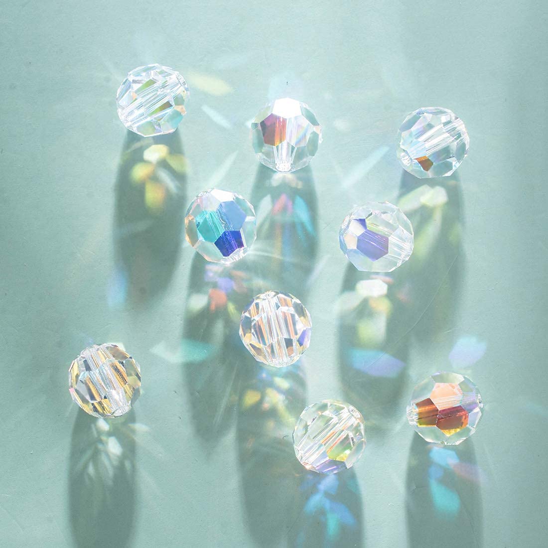 72pcs 7x14mm Top Drilled AB Crystal Teardrop Beads & 80pcs 8mm Vertical Hole AB Crystal Round Beads for Jewelry Making - DIY Bracelets, Necklaces, Earrings, Craft Projects