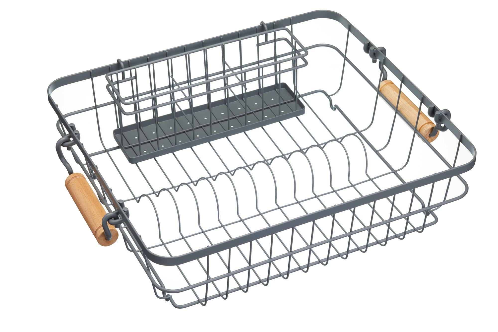 KitchenCrust Stainless Steel Dish Drying Rack with Utensil Holder - 18.5 x 14.2 Inch Grey Countertop Space Saver for Small Kitchens | Perfect for Drying Plates, Bowls, Cups & Silverware After Washing