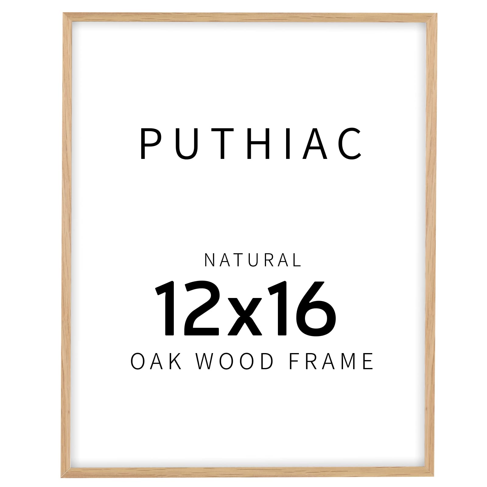 Puthiac 12x16 Oak Wood Picture Frame - Minimalist Solid Wood Poster Frame for Wall Art, Photos & Prints (1 Pack, Beige) | Perfect for Living Room, Bedroom & Office Decor