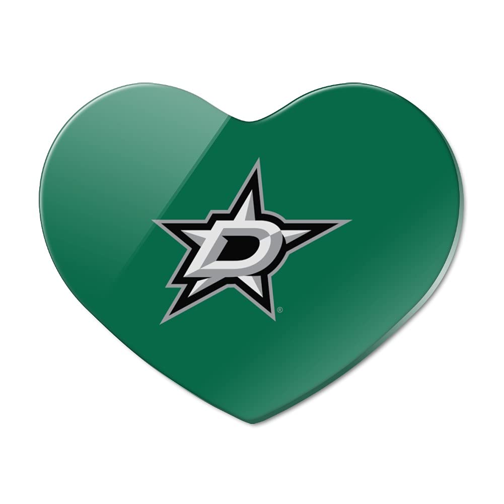 Dallas Stars Logo Heart Acrylic Refrigerator Magnet - NHL Team Fan Gift, Kitchen Decor, Office Fridge Accessory for Hockey Lovers