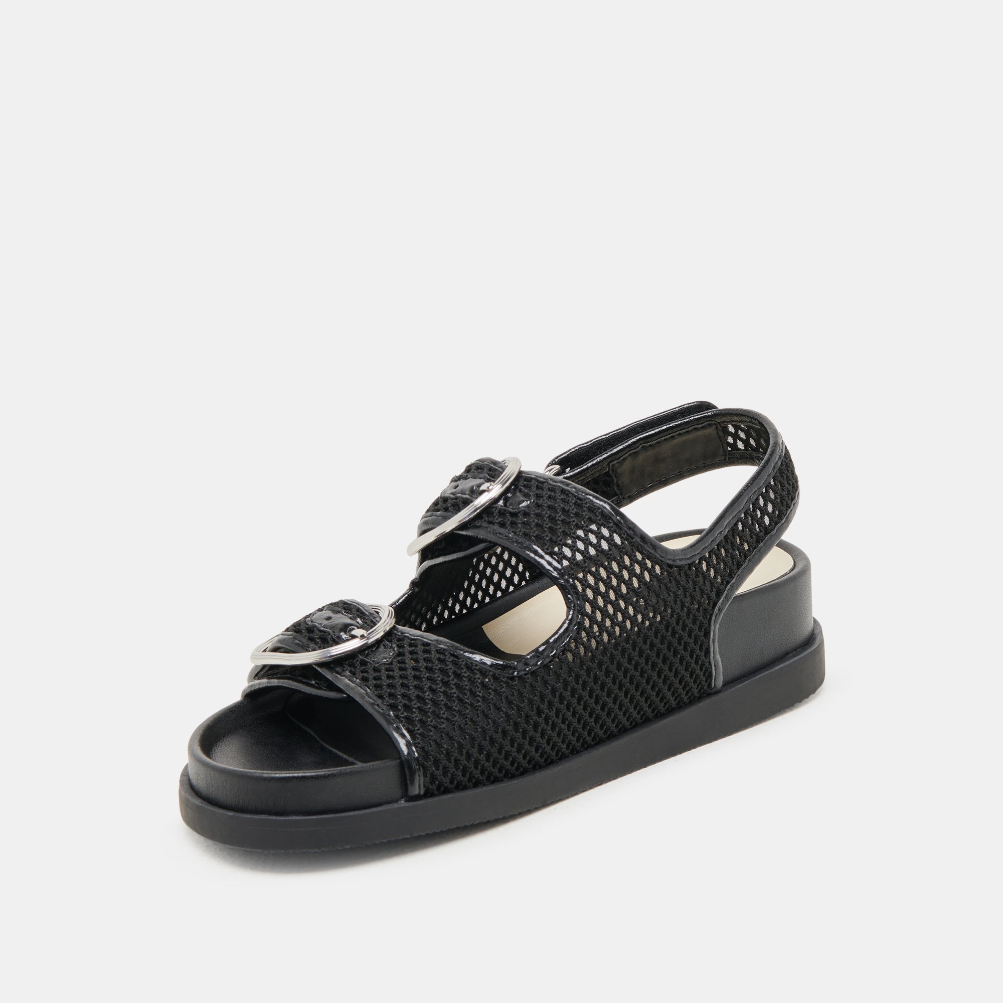 STARLA Women's Black Woven Mesh Sandals - Breathable Summer Casual Shoes for Beach, Walking & Outdoor Activities