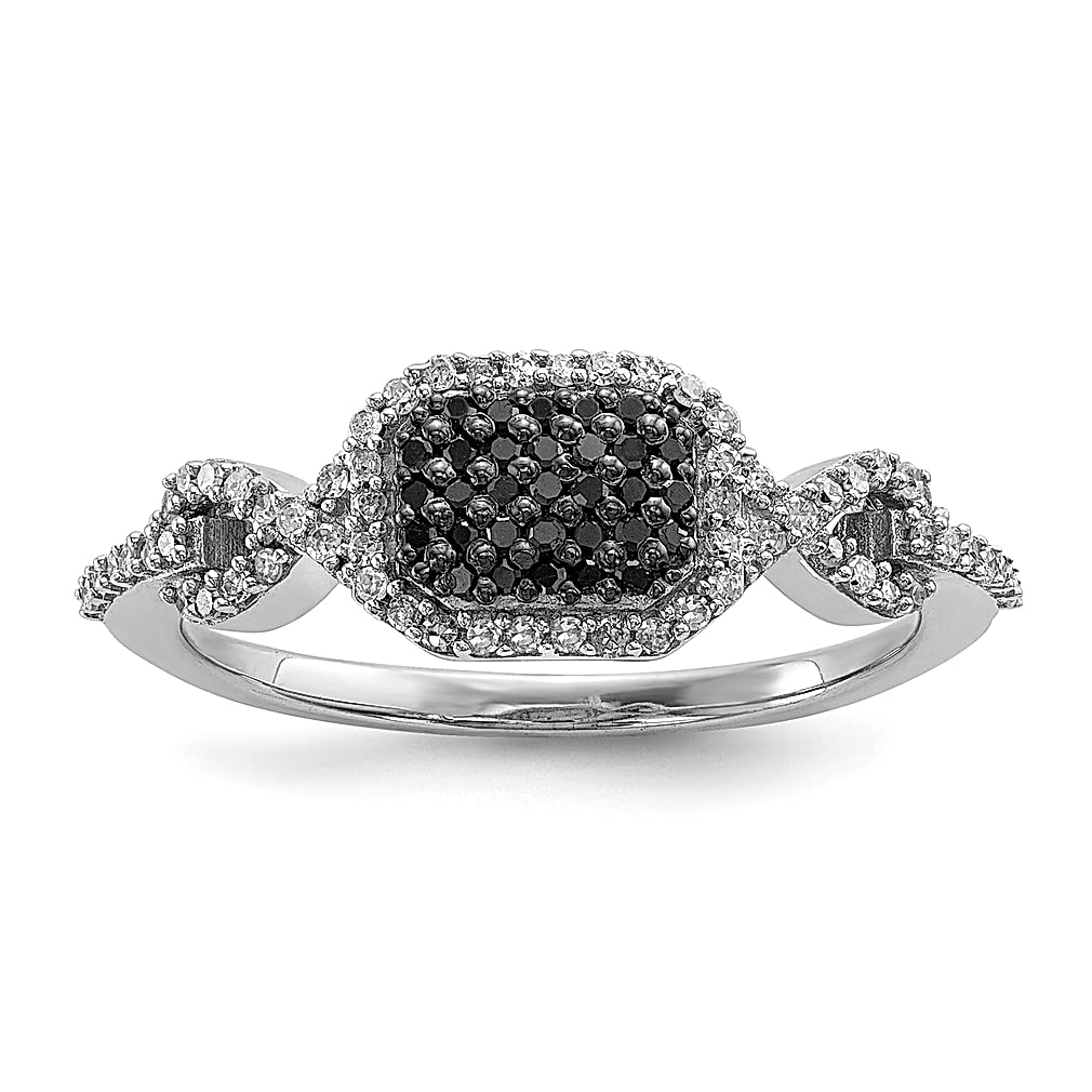 925 Sterling Silver Black & White Diamond Band Ring for Women - Elegant Stackable Wedding Ring, Anniversary Gift for Her - Perfect for Everyday Wear, Date Nights & Special Occasions
