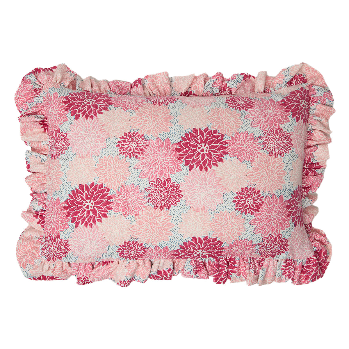 Premium Cushion Cover with Frill Trim - Dahlia Hot Pink & Blue Wide Stripe Design - Perfect for Sofa, Bedroom Decor, and Home Styling