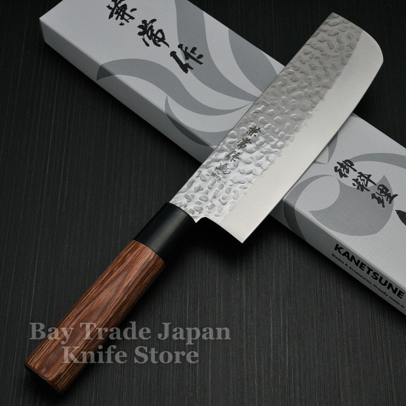 Premium Kanetsune Seki Hammered Finish DSR 1K6 Usuba Nakiri Knife 165mm - Japanese Vegetable Cleaver with KC-953 Steel - Perfect for Sushi Prep, Vegetable Chopping & Asian Cuisine
