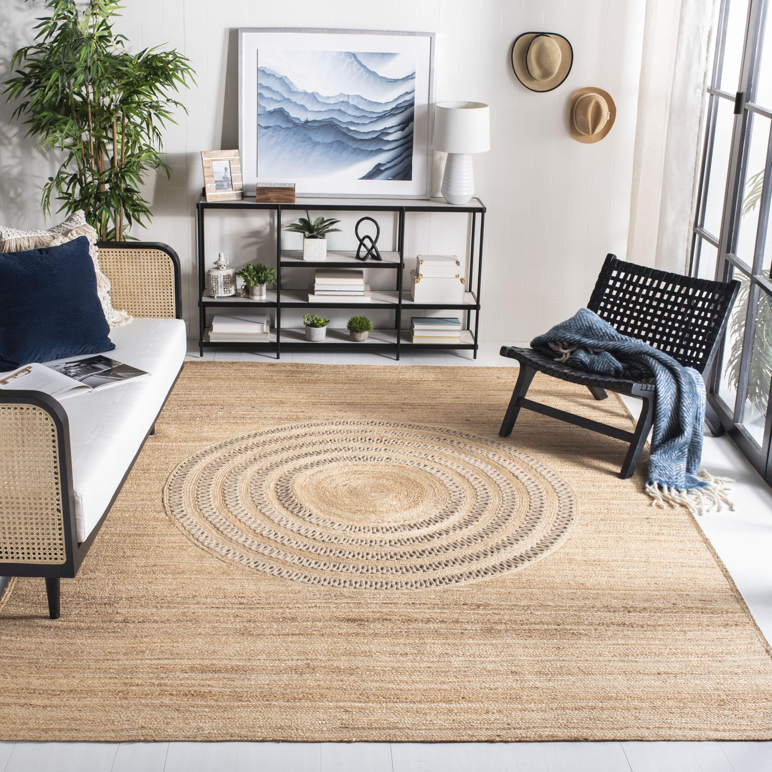 SAFAVIEH Handmade Boho Jute Area Rug 8' x 10' - Natural Fiber Farmhouse Rug for Living Room & Bedroom | Durable Beige Jute Rug for High Traffic Areas | Perfect for Bohemian, Coastal & Rustic Home Decor