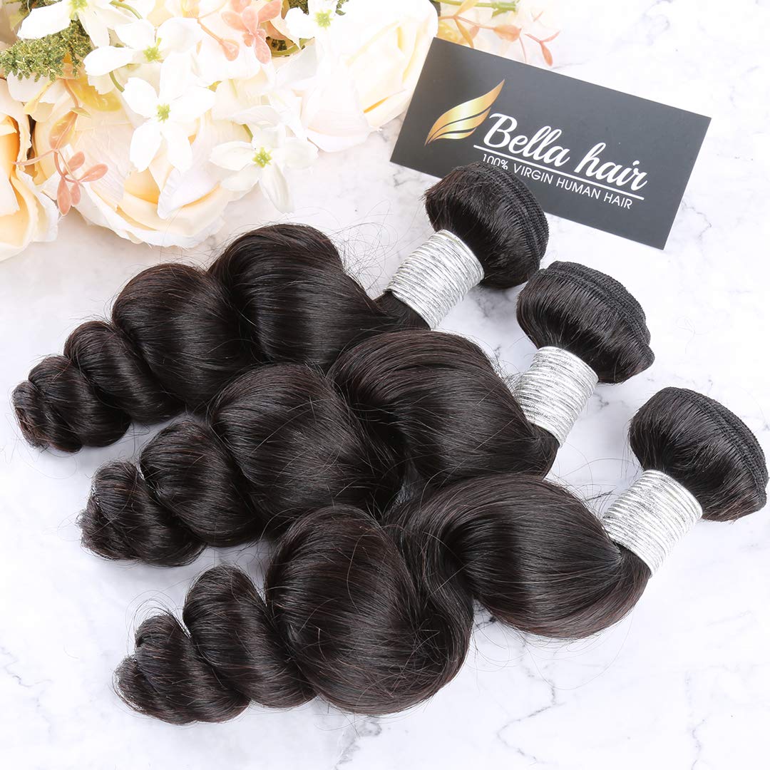 Bella Hair Best One Donor 100% Virgin Human Hair Extensions - Natural Color Loose Wave 3 Bundles (26