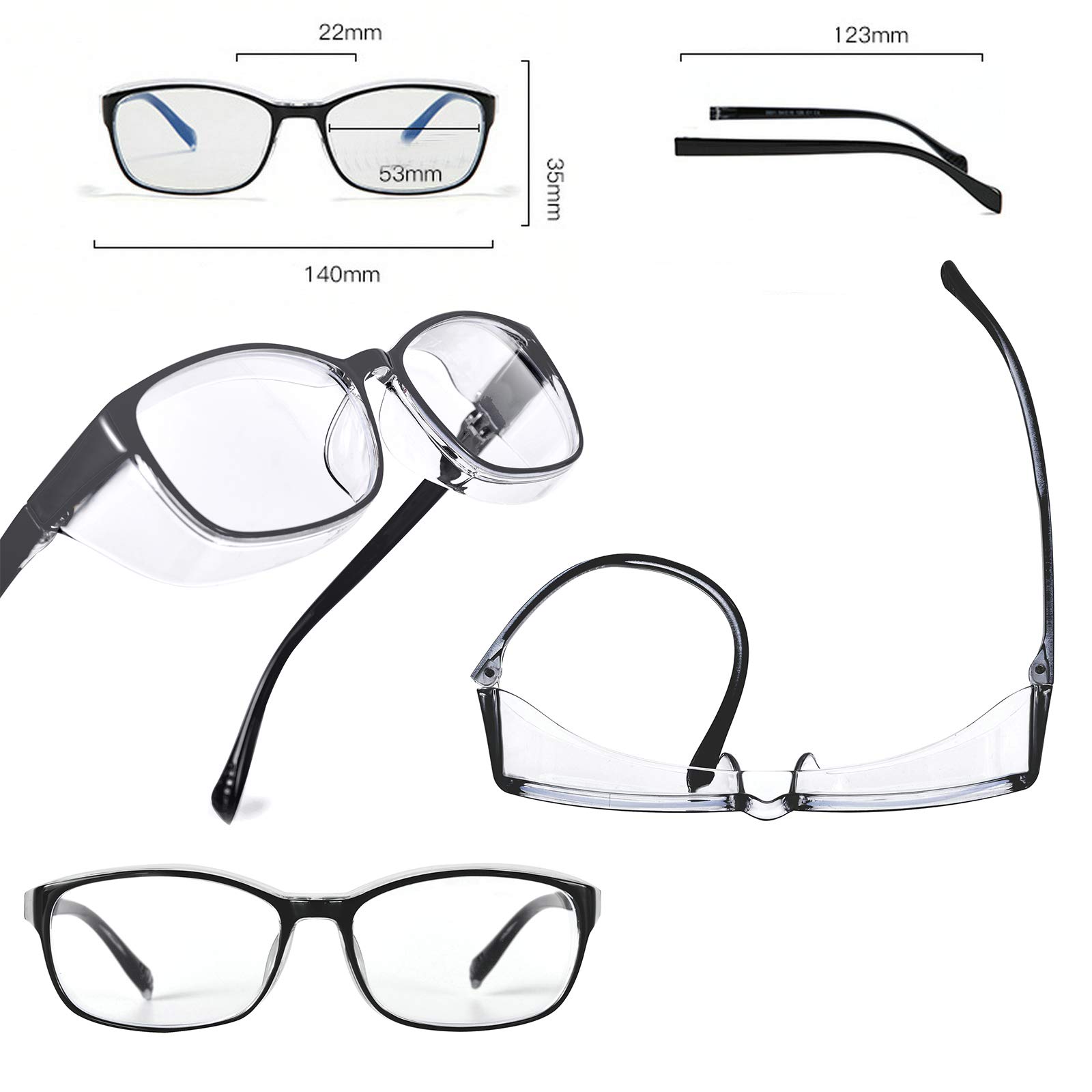 Safety Glasses with Readers 0 to +400 - Blue Light Blocking Reading Glasses for Women & Men - Clear Lens Protective Goggles for Computer Use, DIY Projects & Workplace Eye Protection