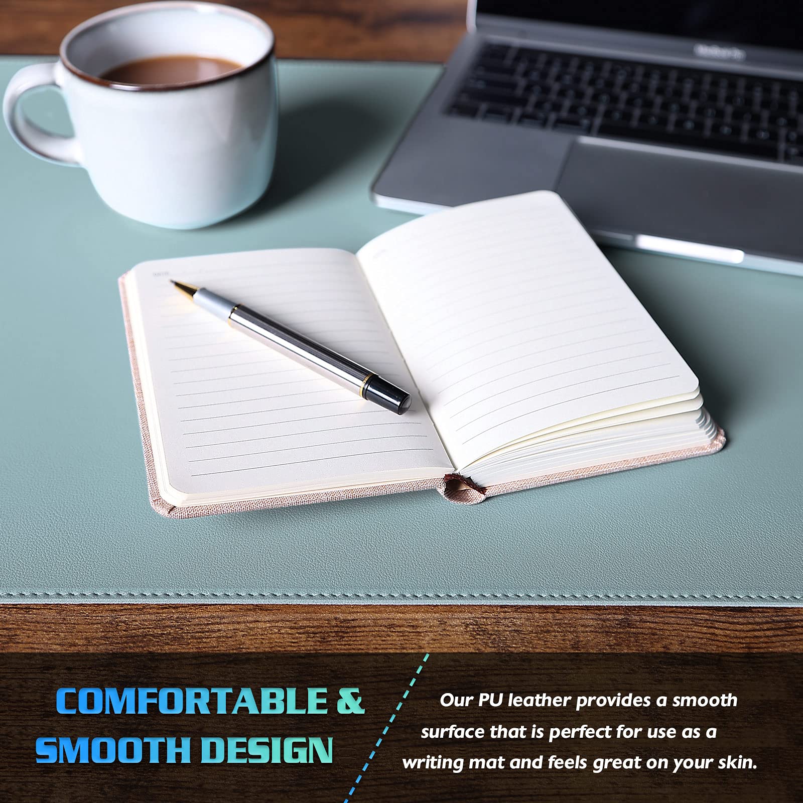 Premium Dual-Sided PVC Leather Desk Mat - Waterproof Office Desk Blotter & Protector (31.5