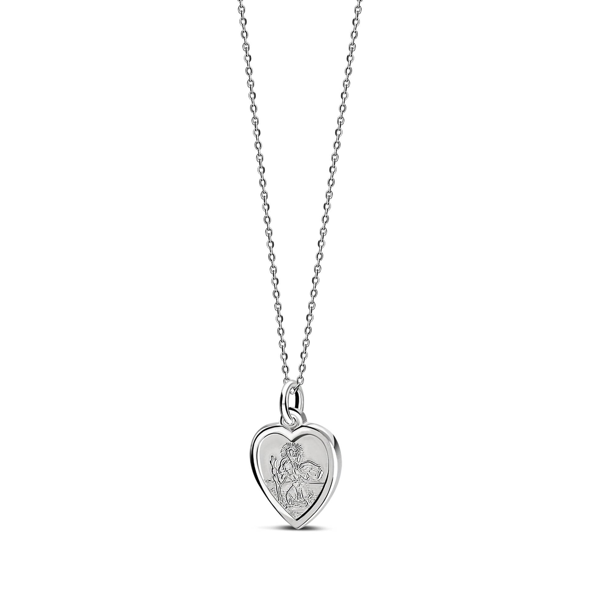 St. Christopher Heart Pendant in Sterling Silver - Dainty Religious Necklace for Women - Perfect for Travel Protection & Everyday Wear