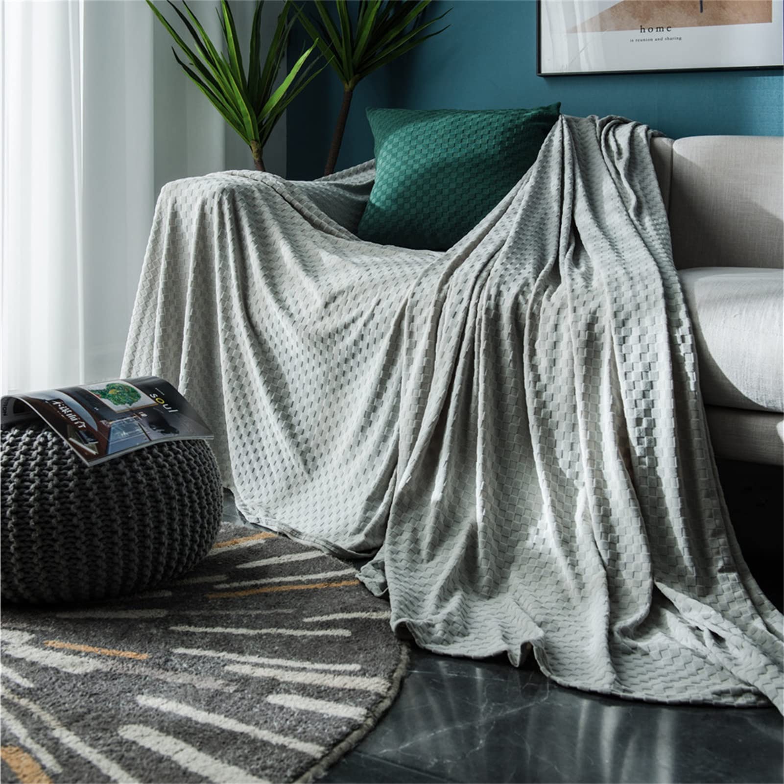 Solid Color Sofa Covers - Universal Fit for Most Sofas (180x350cm) | Non-Slip Modern Furniture Protector | Multi-Use for Kids & Pets | Light Grey Home Decor | Perfect for Living Room, Bedroom & Office Protection