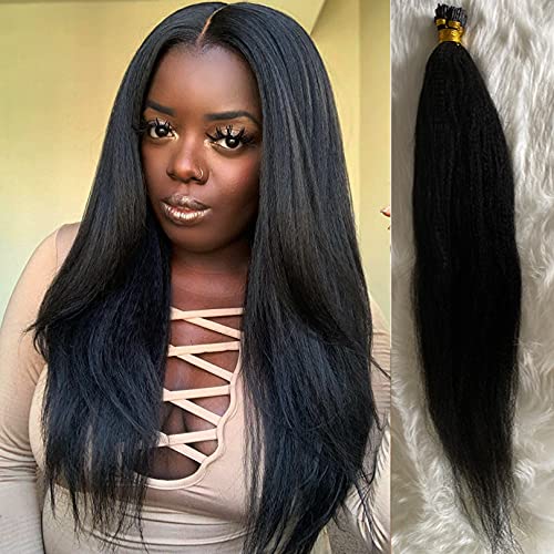 Light Yaki I-Tip Hair Extensions 100 Strands - 100% Human Hair Keratin Microlinks for Women - 28 Inch Rich Copper Red (#33) - Perfect for Volume, Length & Styling - Great for Parties, Weddings & Daily Wear