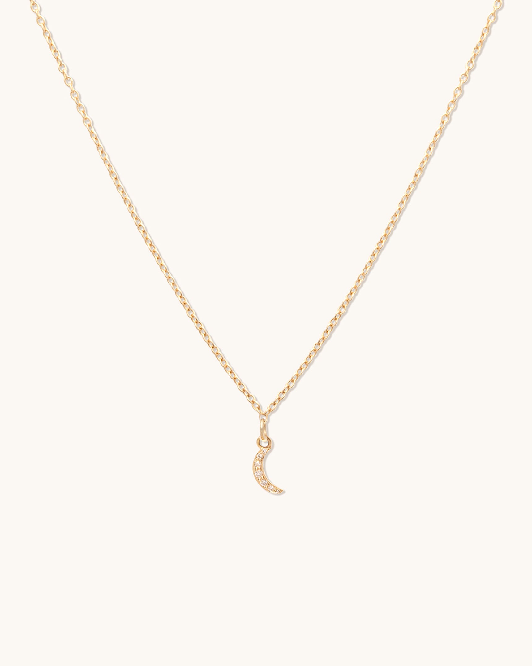 14K Gold Diamond Luna Necklace - Elegant Moon Pendant for Women, Perfect Gift for Birthday, Anniversary & Valentine's Day | Jewelry for Everyday Wear & Special Occasions