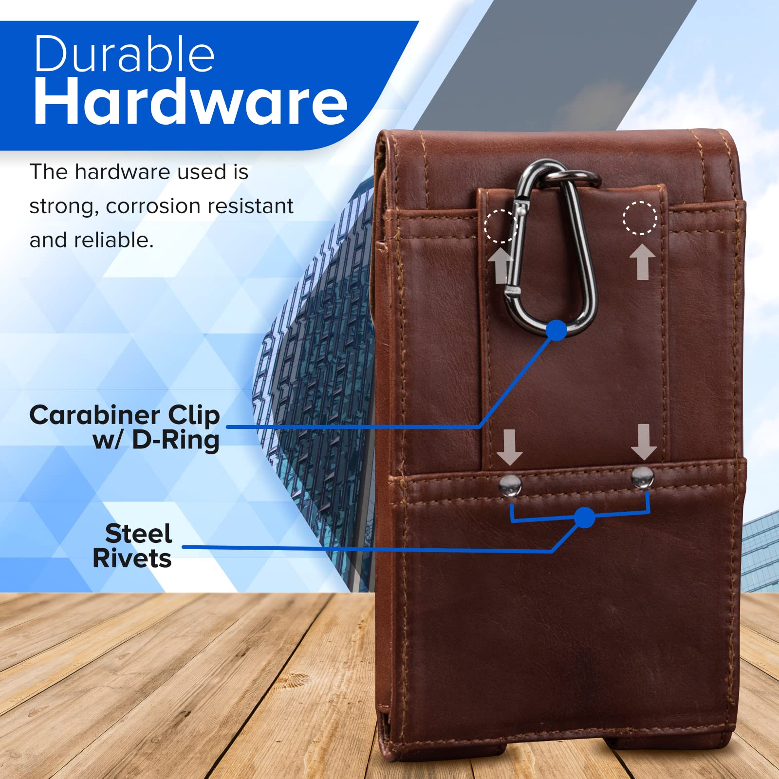 Genuine Leather Phone Belt Holster for Samsung Galaxy S25/S24/S23/S22/S21/S20 Ultra & S25+ - Waist Pouch with Clip for Men - Hiking, Running & Outdoor Smartphone Carrier with Card Holder