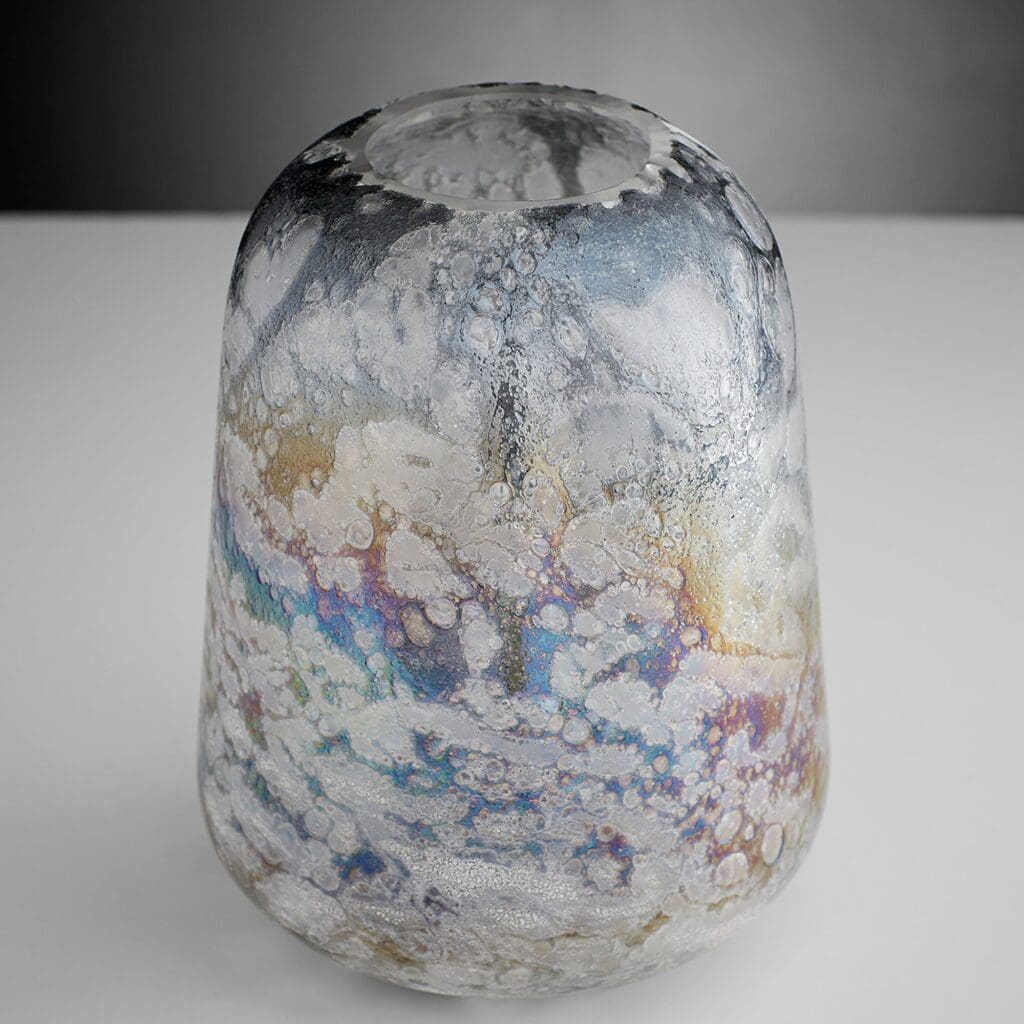 Cyan Design 10890 Moonscape Vase - Iridescent Medium Glass Vase for Home Decor, Wedding Centerpiece & Modern Tabletop Display