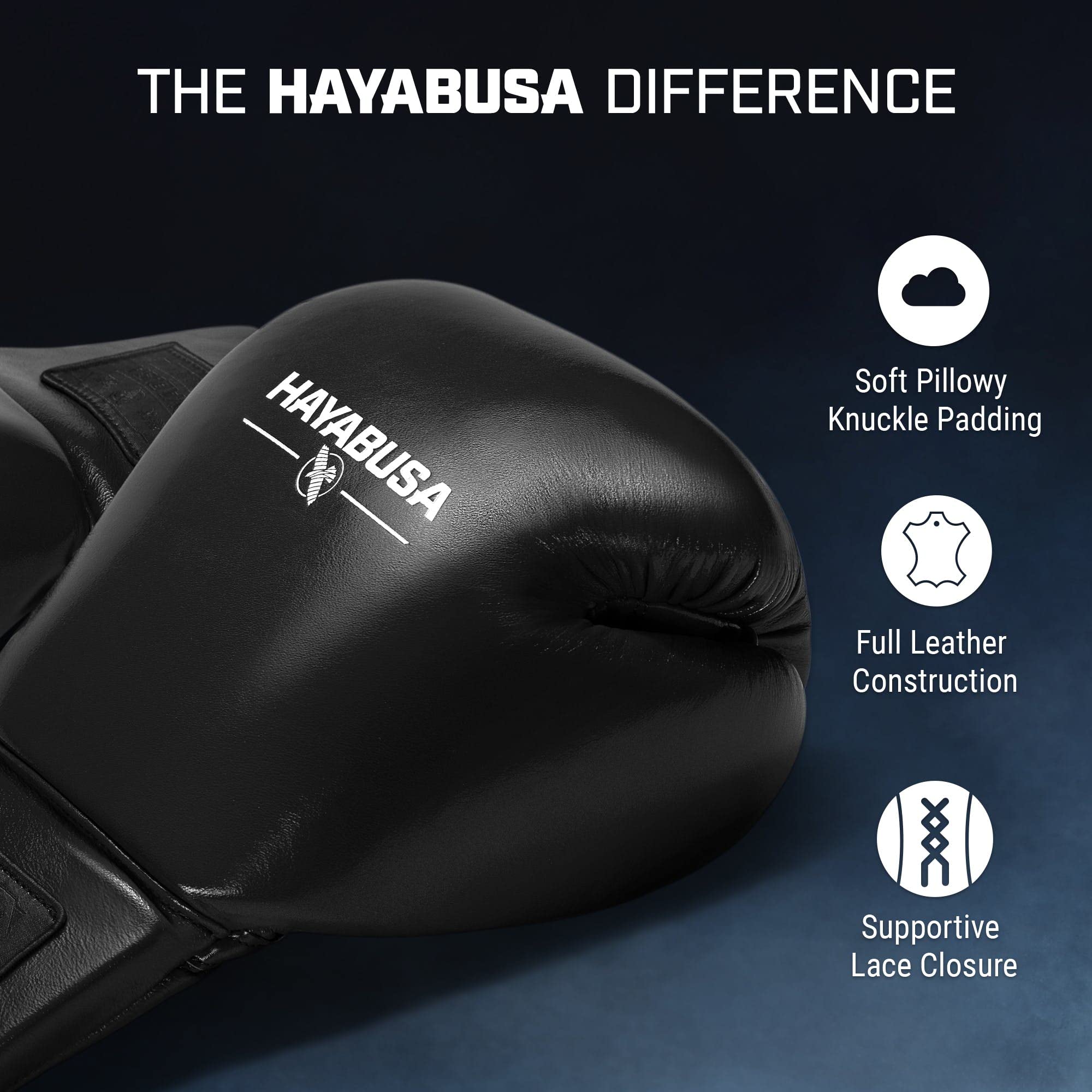 Hayabusa Pro Leather Lace-Up Boxing Gloves for Men & Women - Premium Training Gloves for Boxing, MMA, Kickboxing & Fitness Workouts