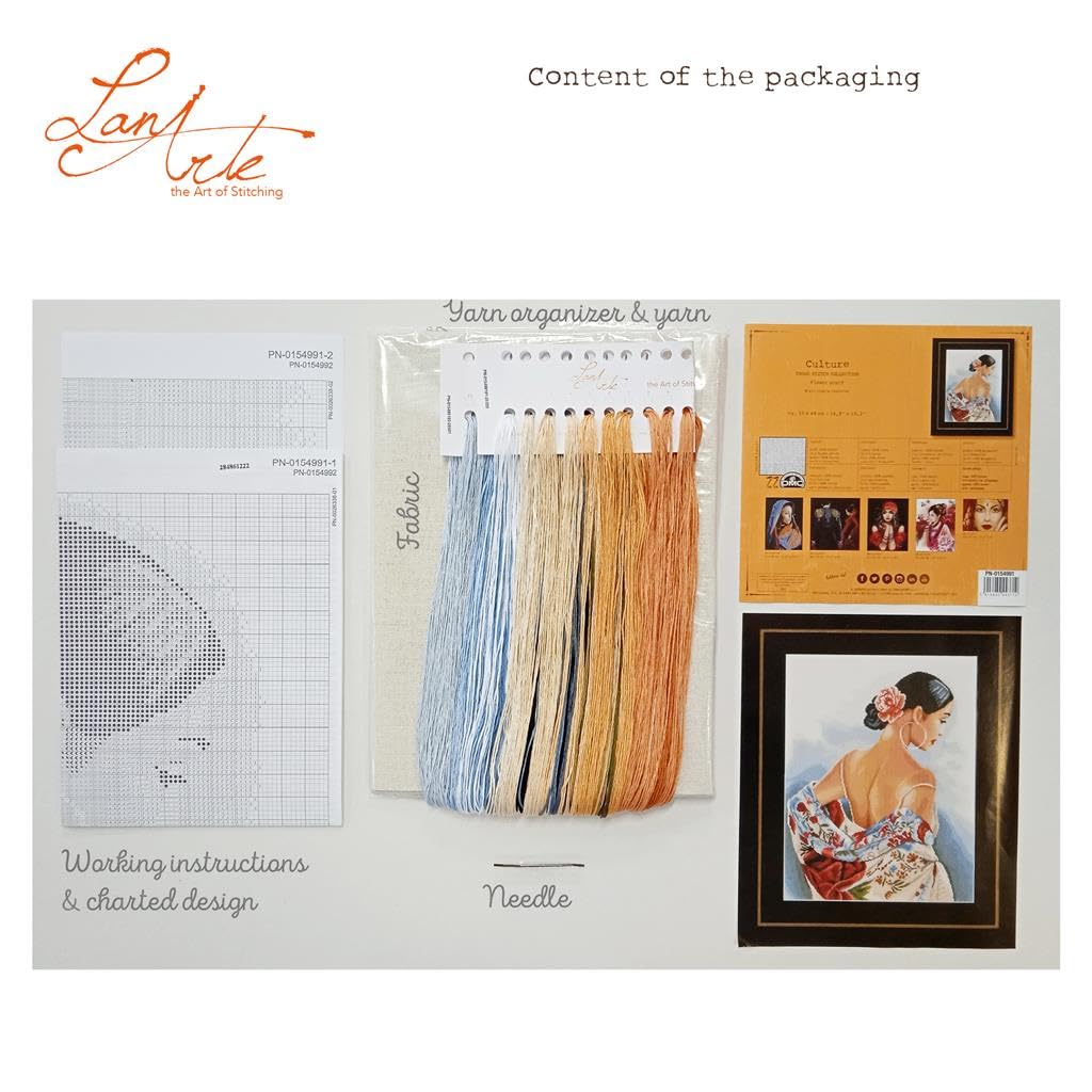 Vervaco LanArte Flower Scarf Cotton Counted Cross Stitch Kit - 14.5
