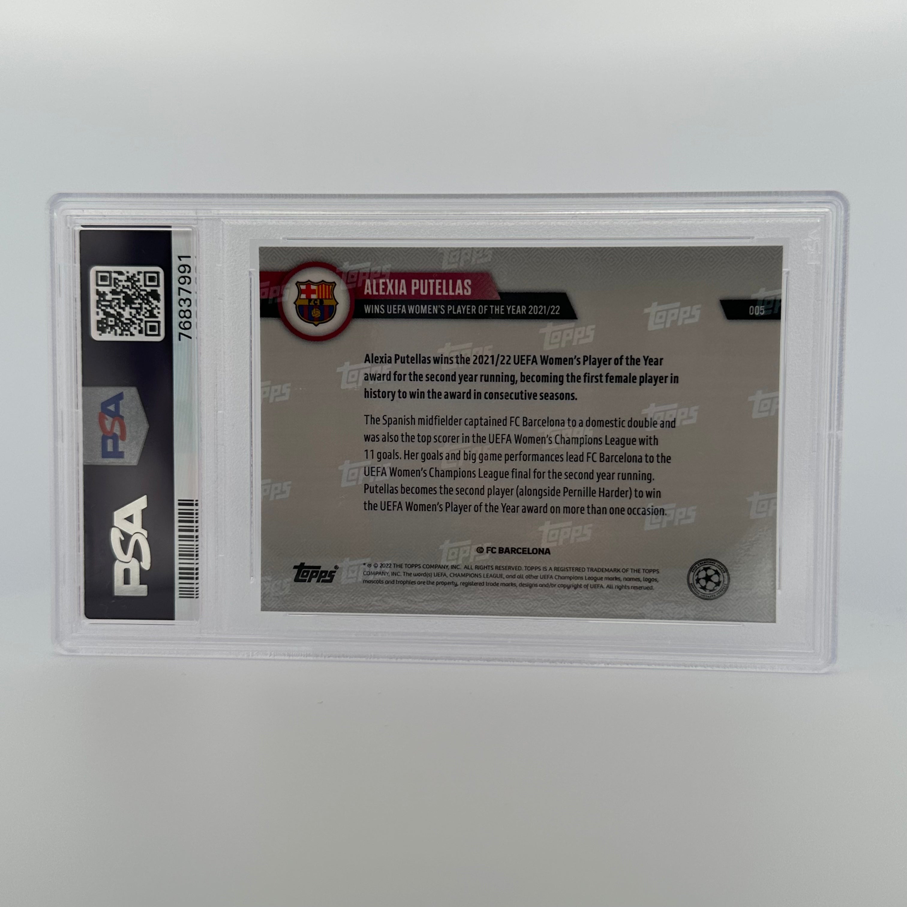PSA 10 Alexia Putellas #5 UEFA Champions League Black Soccer Card - Perfect for Collectors, Investors & Soccer Fans (06/10) - Display in Home, Office or Gift for Sports Enthusiasts
