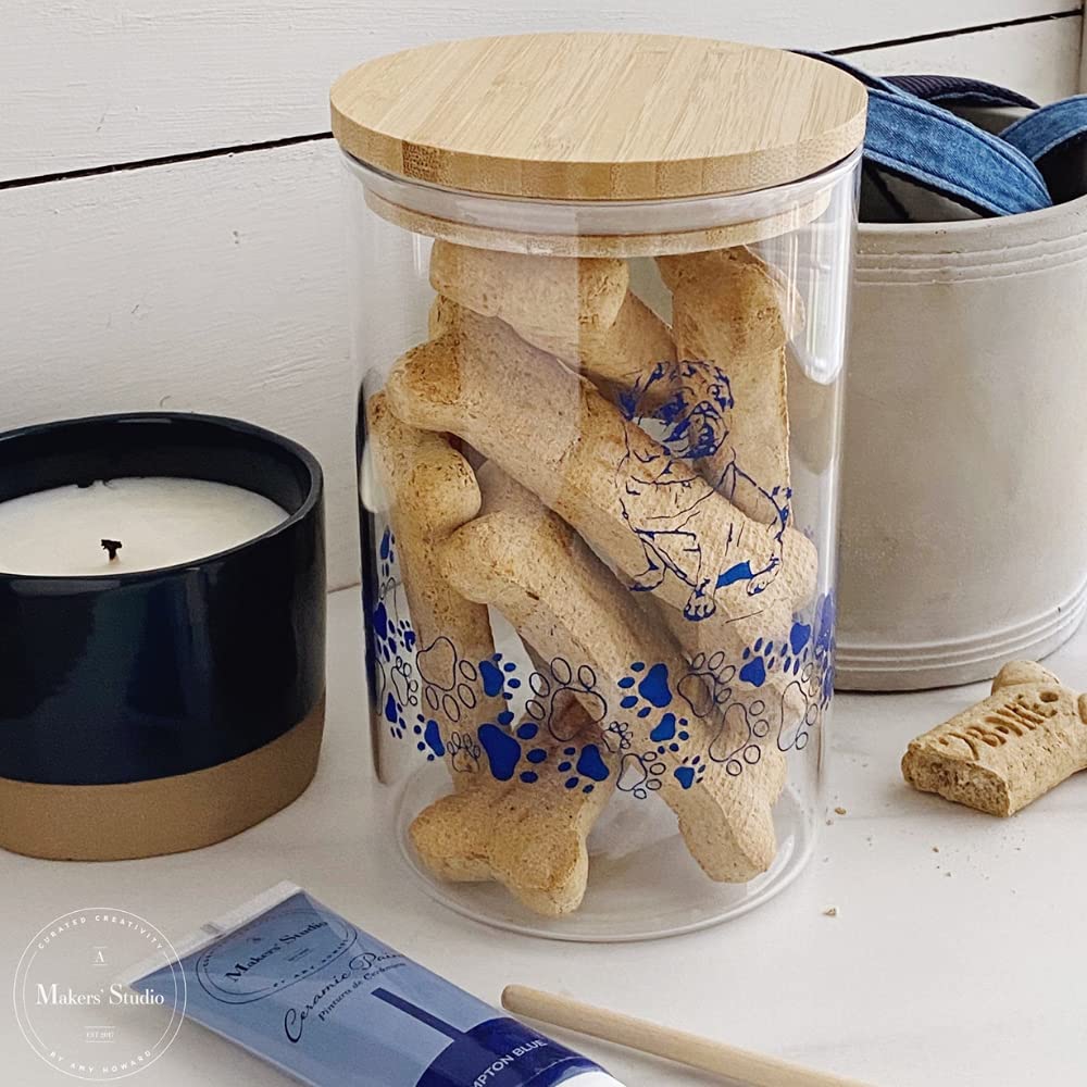 A MAKER'S STUDIO Ceramic Paint - Hampton Blue Water-Based Enamel Paint | Food Safe, Non-Toxic Craft Paint for Glass, Ceramics, Porcelain & China | 1.69 oz | Perfect for DIY Home Decor, Mugs, Plates & Gift Customization