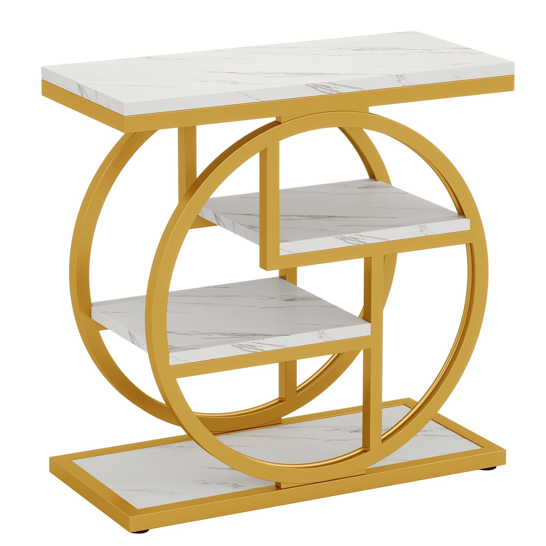 4-Tier Wooden End Table with Storage Shelves - Modern Side Table for Living Room, Bedroom & Office - Perfect for Organizing Books, Plants & Decor