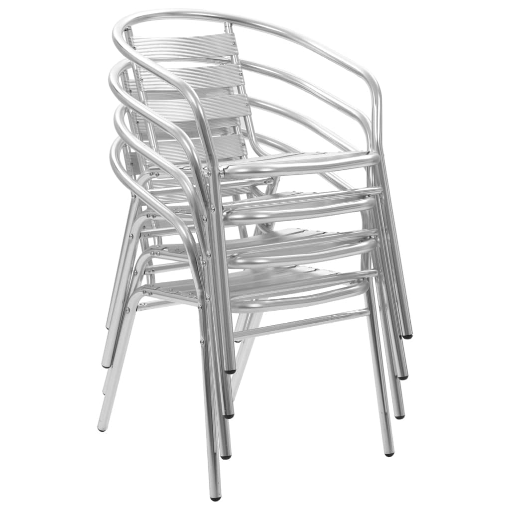 4-Piece Stackable Aluminum Outdoor Dining Chairs with Armrests - Patio, Garden, Backyard & Poolside Furniture for Relaxing & Entertaining