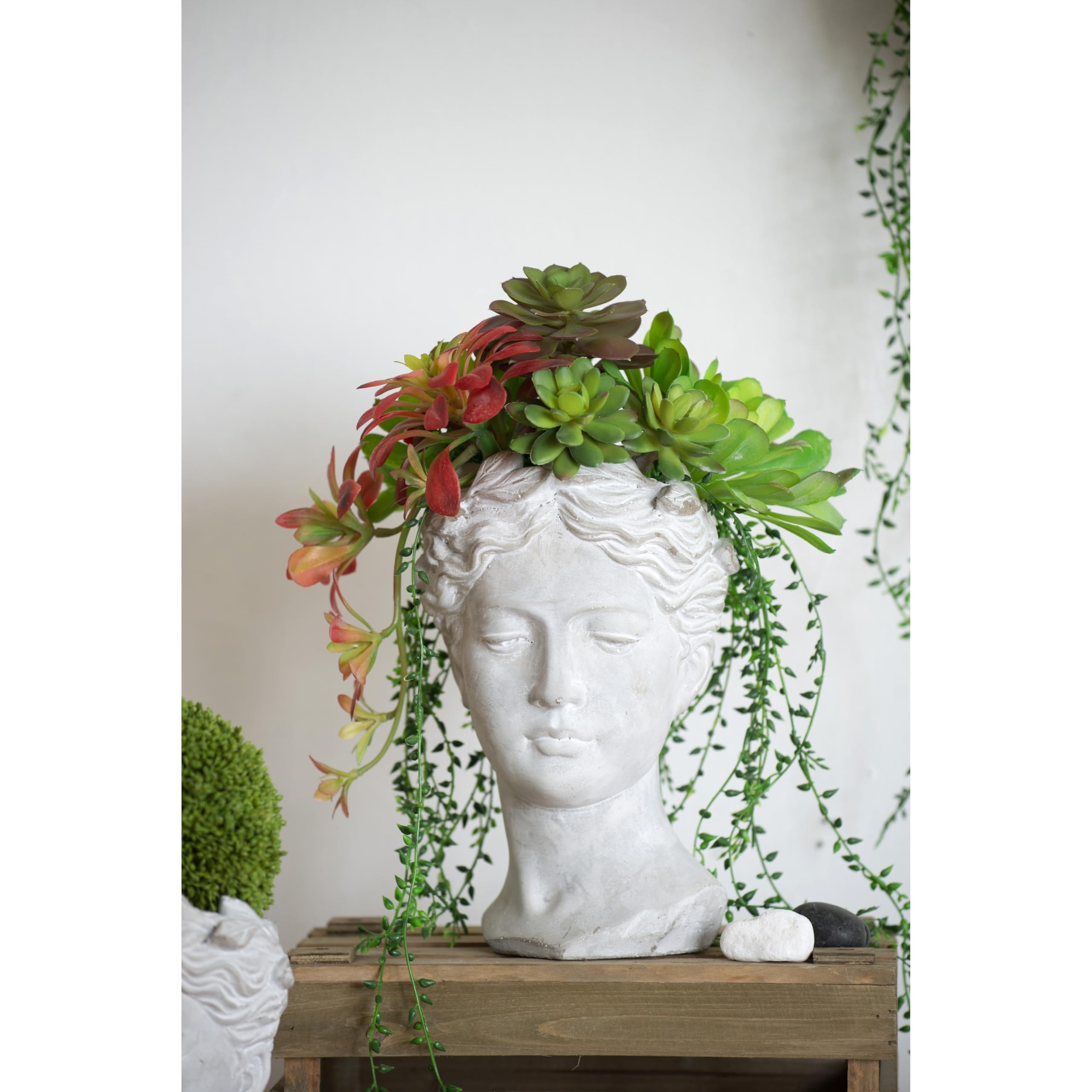 A&B Home Visage Whitewash Large Cement Vase - Modern Farmhouse Decor for Living Room, Dining Table, or Entryway Centerpiece