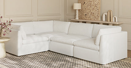 4-Seat Davos Modular L-Shaped Sectional Sofa - Modern Living Room Furniture for Small Spaces & Apartments - Perfect for Family Gatherings & Movie Nights