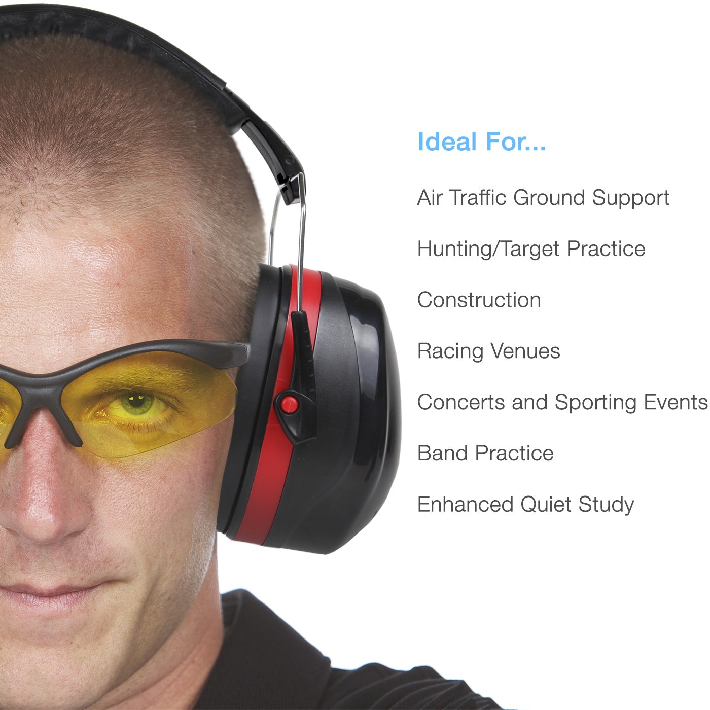 Cyber Acoustics Professional Safety Lightweight Ear Muffs - Hearing Protection & Noise Reduction for Shooting, Construction & Industrial Work