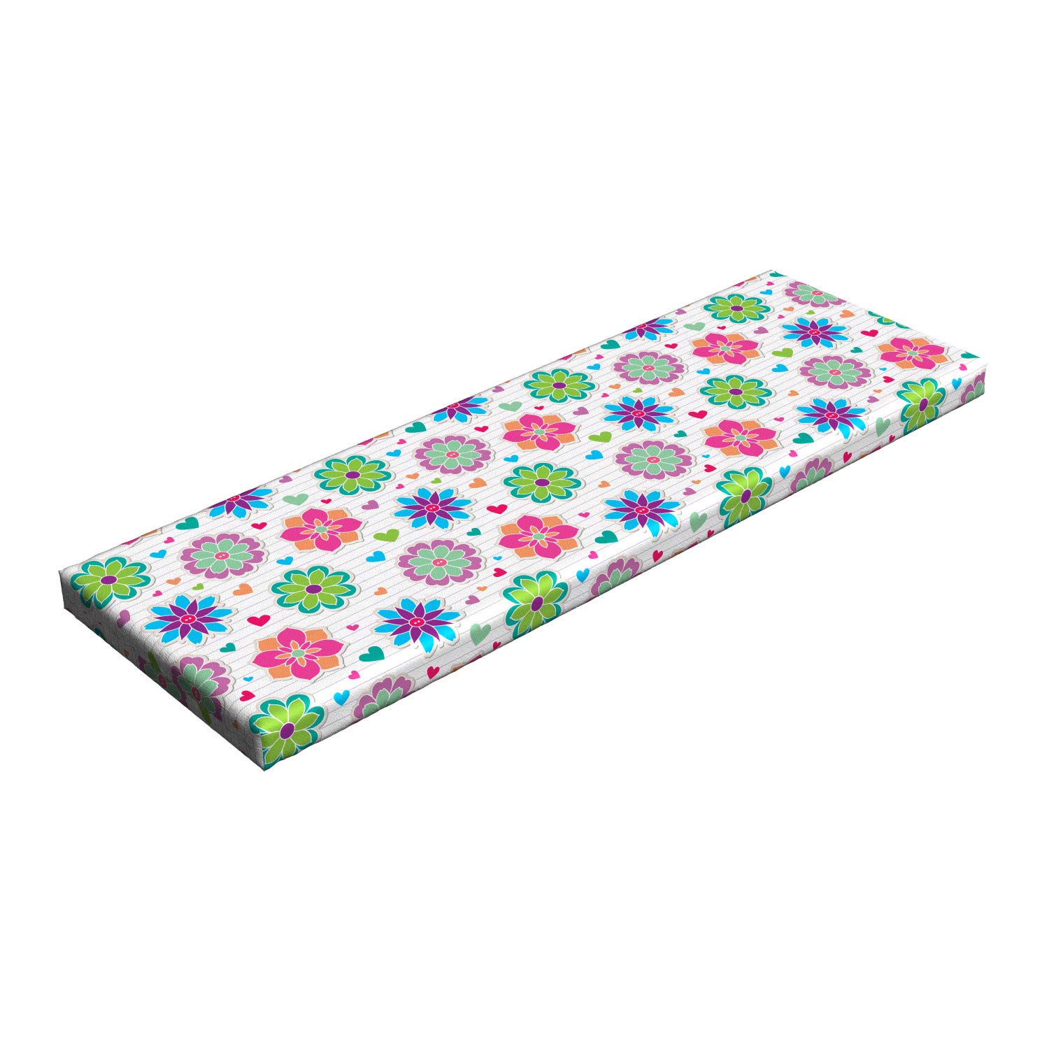 Ambesonne Retro Bench Cushion - Vibrant Chamomile Flowers & Hearts Design - 45x15x2 Inch Standard Foam Seat Pad with Decorative Fabric Cover - Perfect for Indoor Benches, Window Seats & Cozy Reading Nooks - Multicolor
