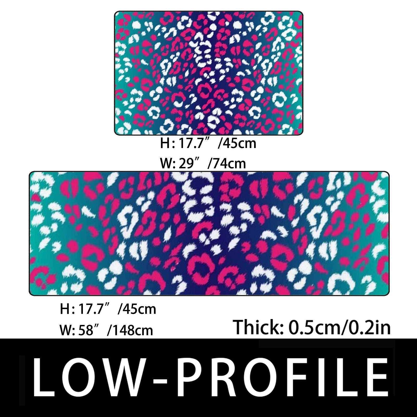 Non-Slip Kitchen Rugs Set of 2 - Soft Absorbent Coral Velvet Washable Floor Mats (17.7x29.1Inch + 17.7x58.2Inch) - Bright Leopard Print for Modern Kitchen Decor, Perfect for Sink, Stove and High-Traffic Areas