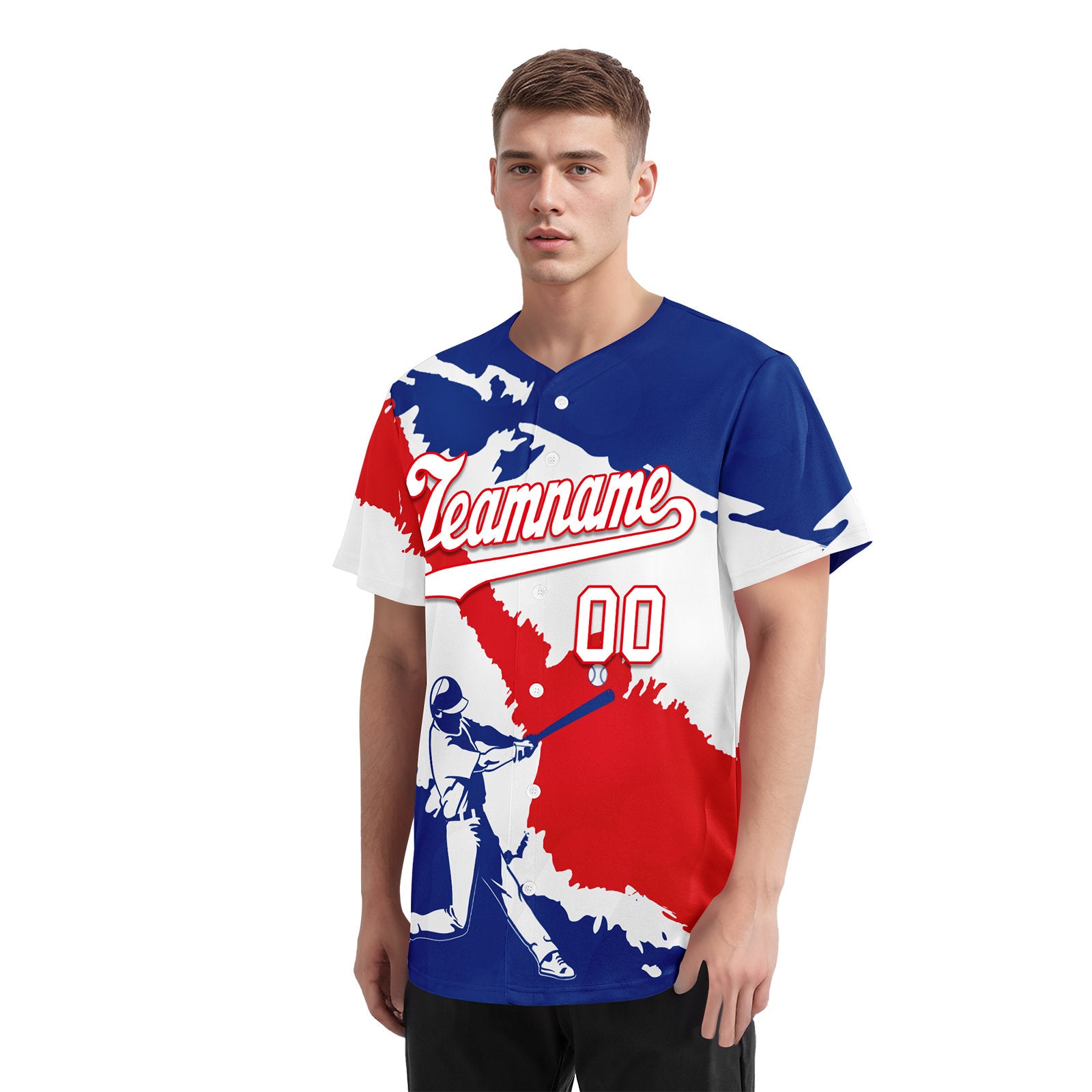 Custom Costa Rican Flag Baseball Jersey - Personalized Blue, White & Red Authentic Jersey BSBJ01 E06022 for Sports Fans & Team Supporters - Perfect for Games, Events & Fan Gear Collections