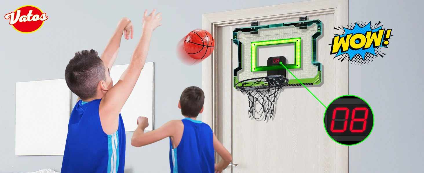 VATOS Mini Basketball Hoop Set with Electronic Scoreboard - Auto Sound & Light Effects for Kids, Teens & Adults - Perfect for Indoor Games, Birthday Parties & Family Fun Activities