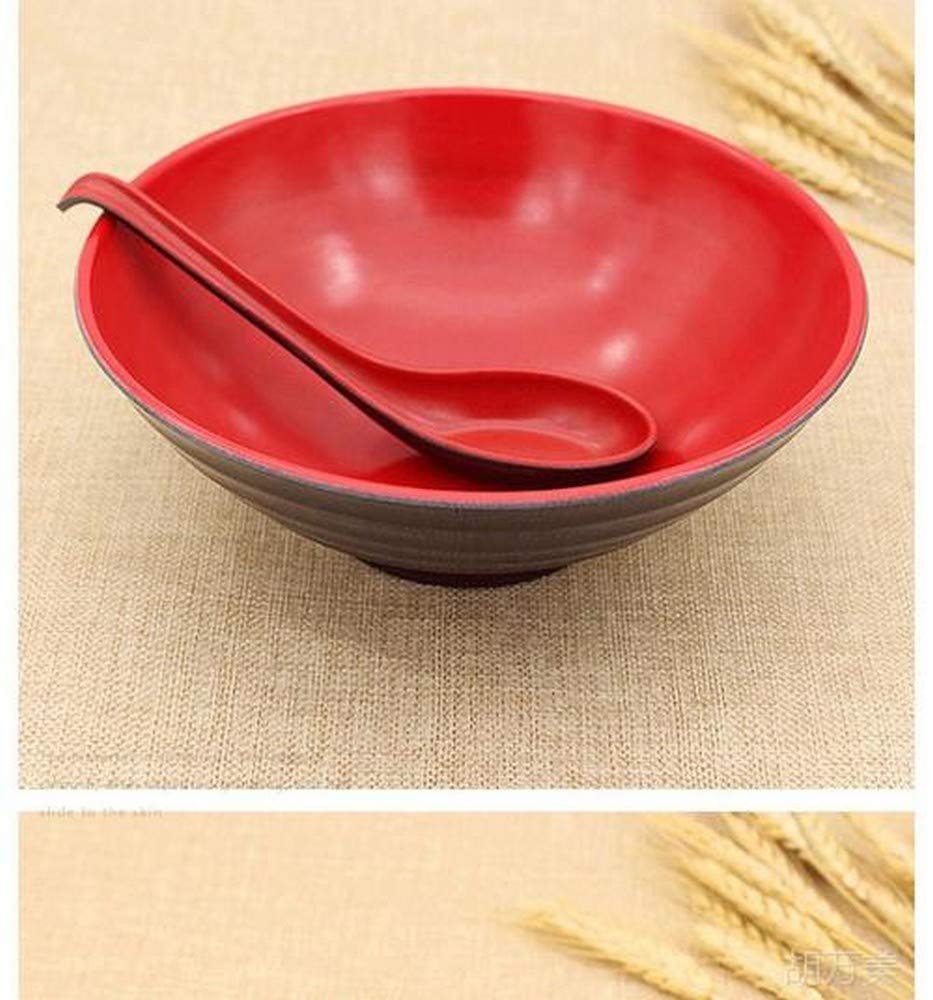 Premium 12-Pack Japanese Style Soup Spoons - 6.5 Inch Chinese Wonton Pho Ramen Dining Spoons with Hook (Black & Red) - Perfect for Asian Noodles, Soups, Rice Bowls & Home Restaurants