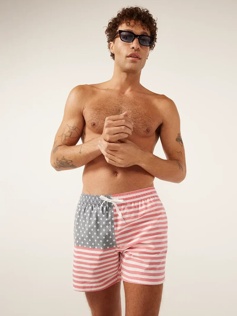 Chubbies 5.5 Inch American Flag Swim Trunks - Quick Dry Swim Shorts for Men | Beach, Pool & Summer Vacation Wear