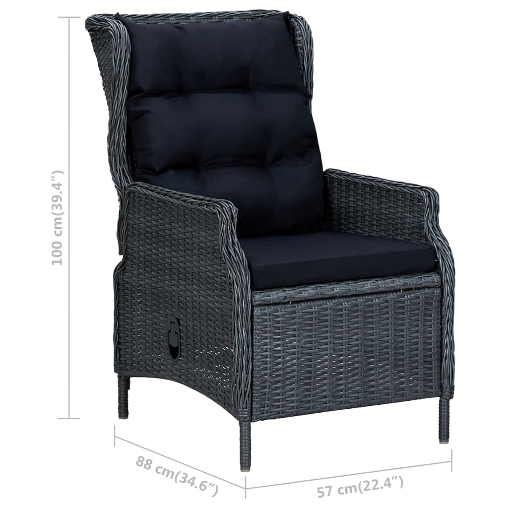 Outdoor Patio Bar Stools Bistro Set - All Weather Wicker Bar Chairs & Table for Garden, Yard, Cafe - Dark Gray Poly Rattan Furniture with Cushions - Perfect for Outdoor Dining, Lounging & Entertaining