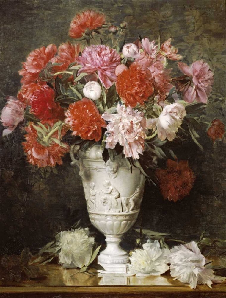 Gabriel Schachinger Peonies in a Vase Art Print - Custom Framed, Unframed or T-Shirt Option - Personalized Home & Office Wall Decor - Perfect for Living Room, Bedroom or Gift Giving