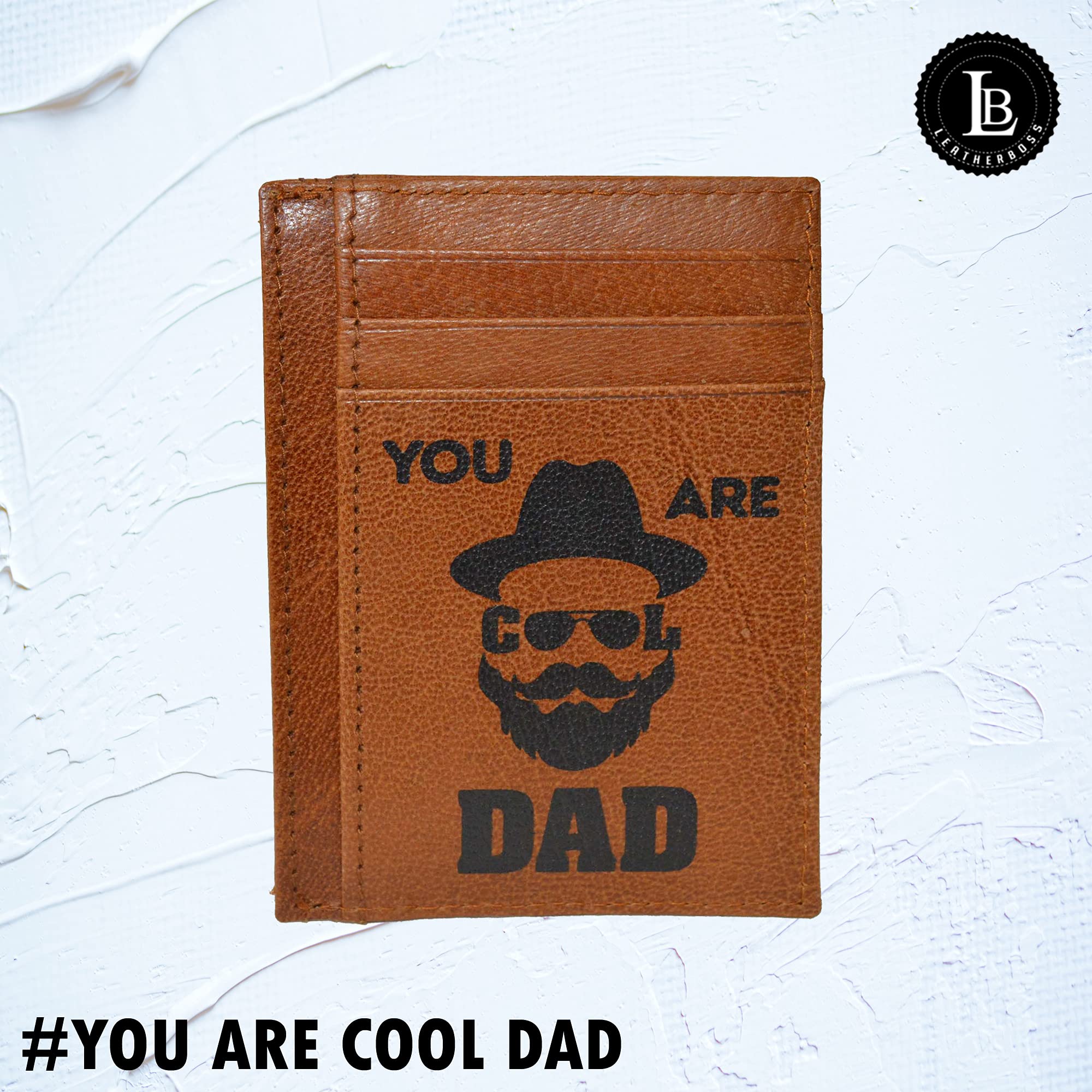 Genuine Leather Slim Credit Card Holder Wallet with ID Window - RFID Blocking, Minimalist Design - Perfect Gift for Dad, Men, Husband - Ideal for Travel, Business, and Everyday Use