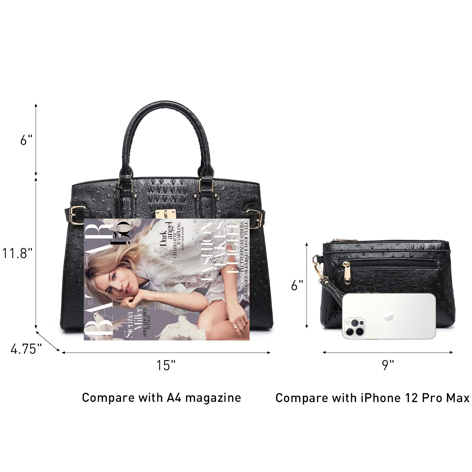 MKP Women's Fashion Satchel Handbag - Stylish Top Handle Tote & Shoulder Bag for Work with Matching Wristlet Wallet - Perfect for Office, Business Meetings & Daily Commute