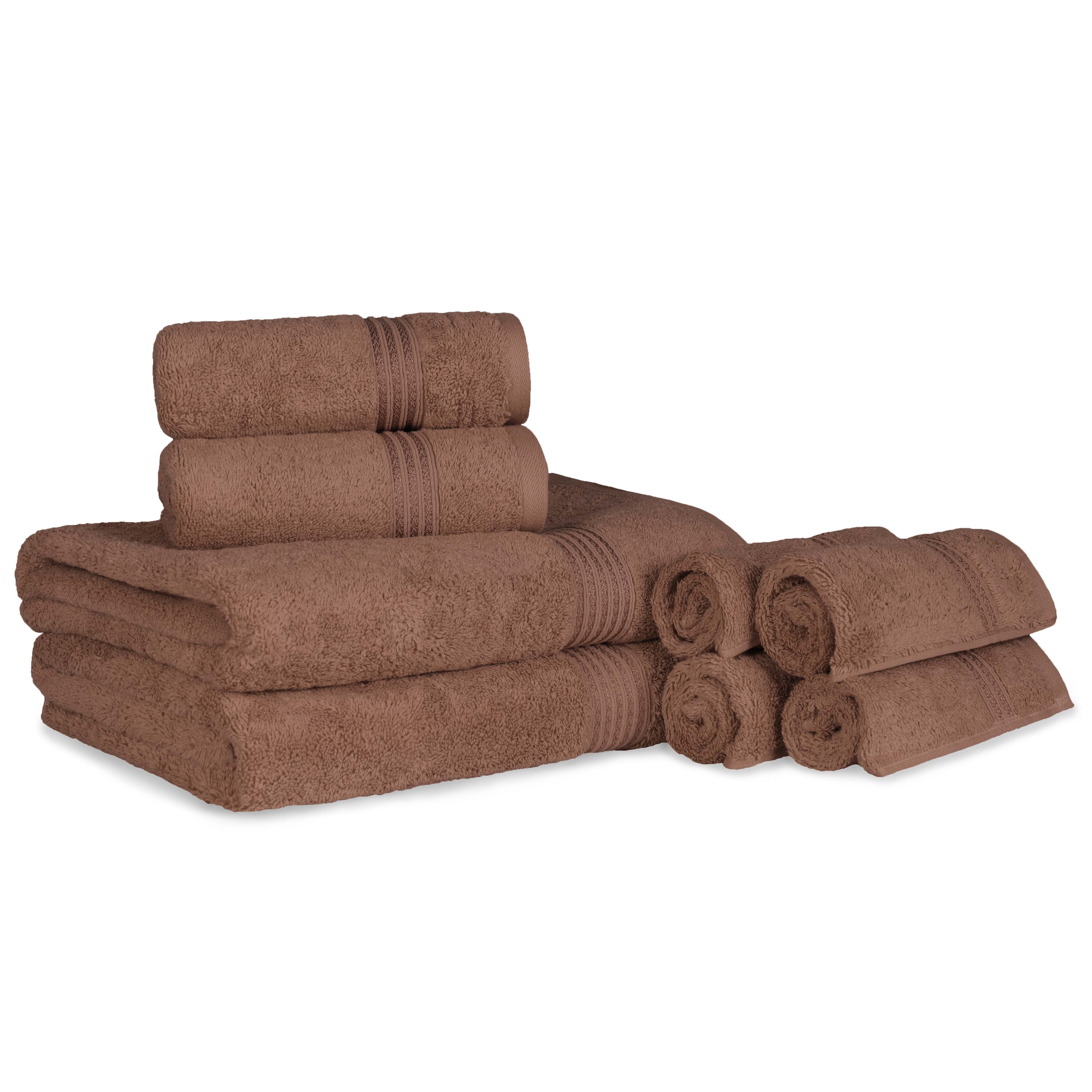 Premium Egyptian Cotton 8-Piece Bath Towel Set - Ultra Soft, Highly Absorbent & Quick-Drying - Perfect for Spa, Bathroom & Beach Use
