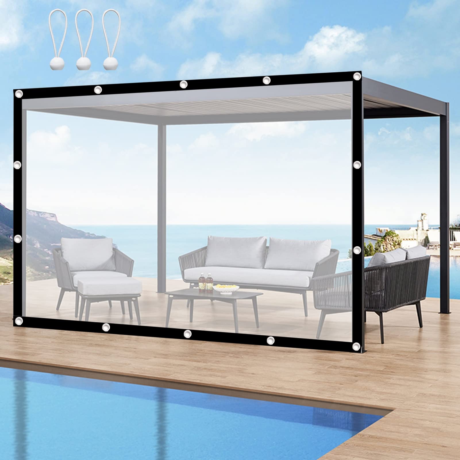 Durable Clear PE Plastic Greenhouse Tarp with Eyelets - 6x4m Transparent Waterproof Cover for Outdoor Garden, Balcony, Villa - Ideal for Plant Protection, Sunlight Control, and Weatherproofing