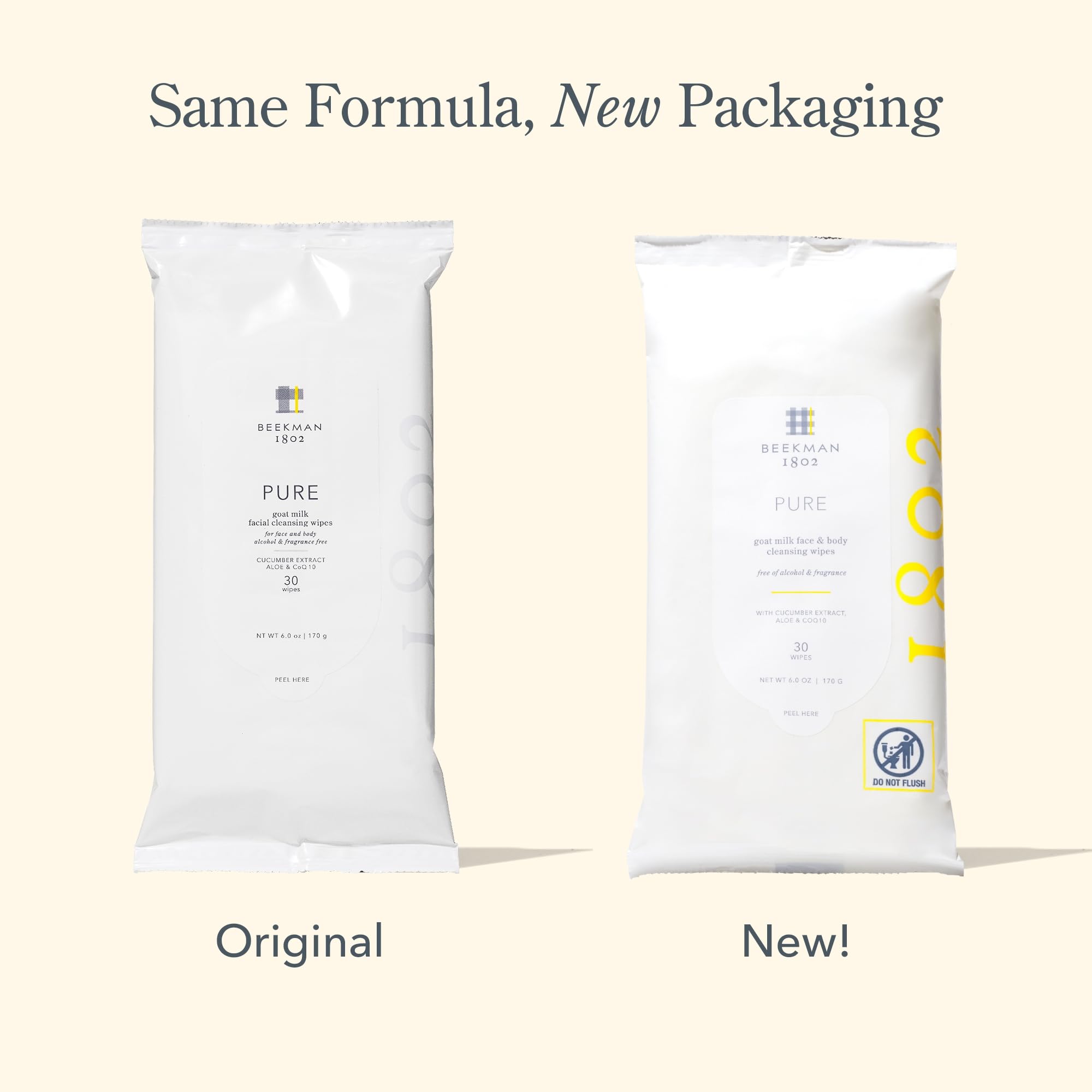 Beekman 1802 Fragrance Free & Vanilla Scented Face & Body Wipes (60 Count) - Hypoallergenic for Sensitive Skin, Cruelty Free - Perfect for Travel, Gym & On-the-Go Cleansing