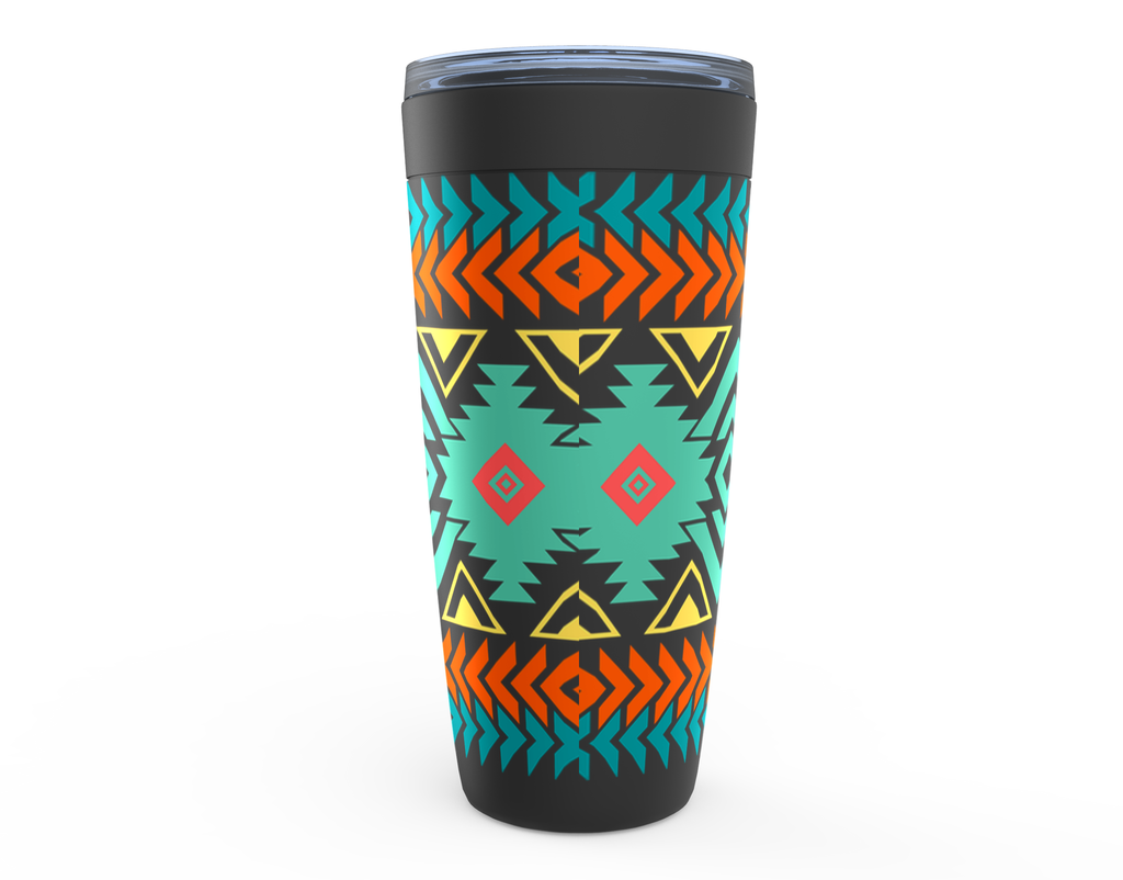 Insulated Travel Mug with Southwestern Aztec Design - Leak-Proof Stainless Steel Tumbler for Coffee, Tea & Cold Drinks | Perfect for Camping, Office & Road Trips